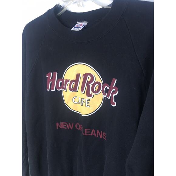 Hard Rock Cafe New Orleans Black Sweatshirt Size Large Anvil USA Made 80s 90s - Picture 4 of 6